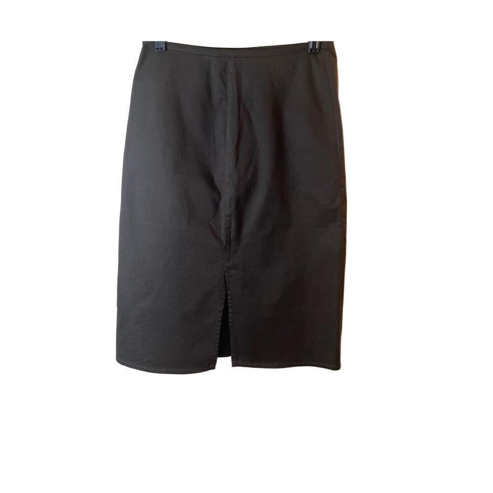 Fendi Pencil Skirt Dark Chocolate Brown Knee Length Front Slit Pencil IT42 US6 - Picture 1 of 8